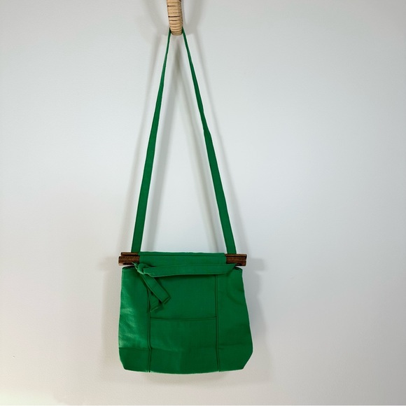 Vintage Jeanne Bouchever Purse - Wooden Hand Bag - Green Retro Handle Pouch - Picture 8 of 12